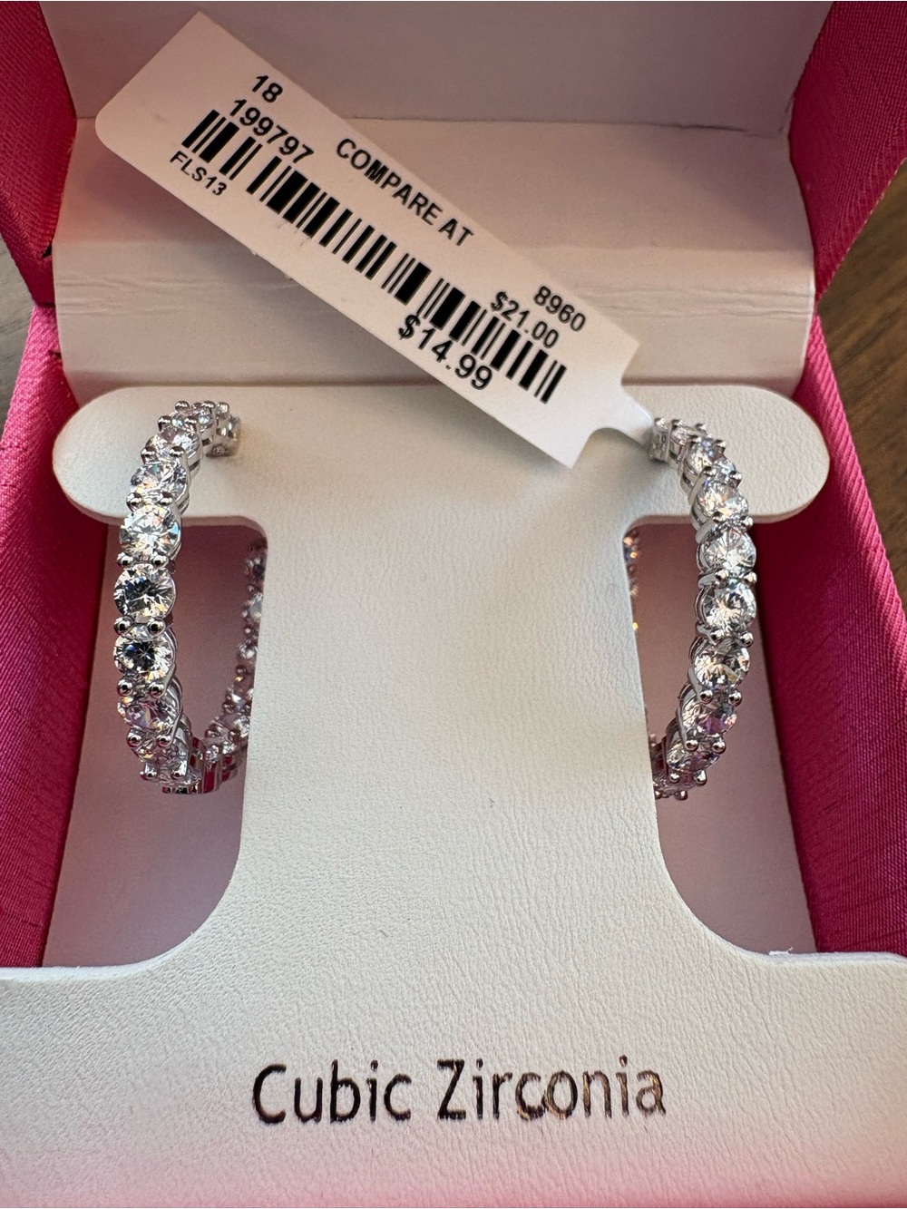Nanette Lepore Silver-Tone Cubic Zirconia Hoop Earrings NWT
